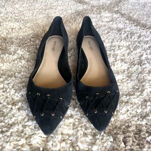 Black Nine West Flats with Criss cross lace detail